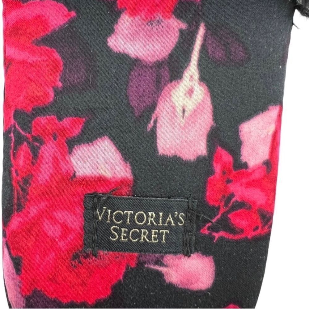 VICTORIA’S Secret Signature Satin Rose Slippers With Faux Fur Size Small - Picture 8 of 9